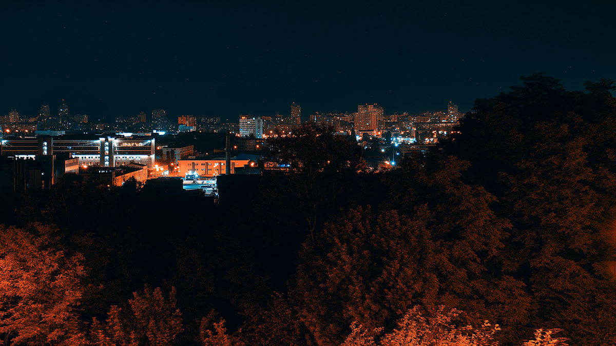 ночной город Киев